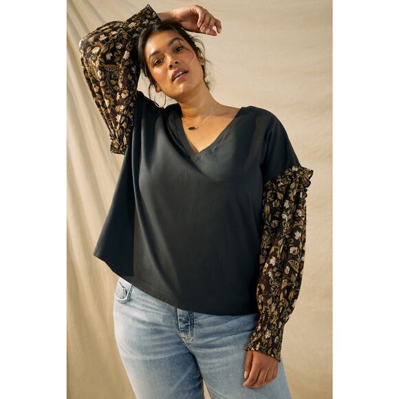 New Anthropologie Let Me Be Sydney Puff-Sleeved Top $98 X-SMALL XS Floral - Picture 6 of 8